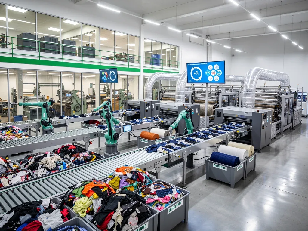 Automated textile recycling machinery in action