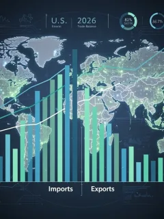 U.S. trade deficit trends 2026, economic chart with global map