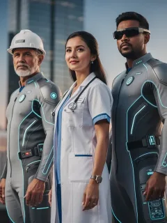 Futuristic workwear with smart fabrics and embedded technology for US workforce 2026