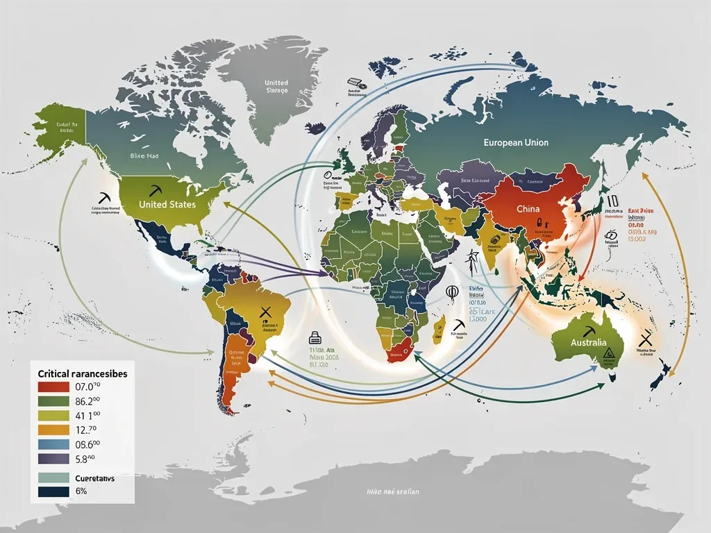 Global map showing renewable energy adoption and critical mineral supply chains