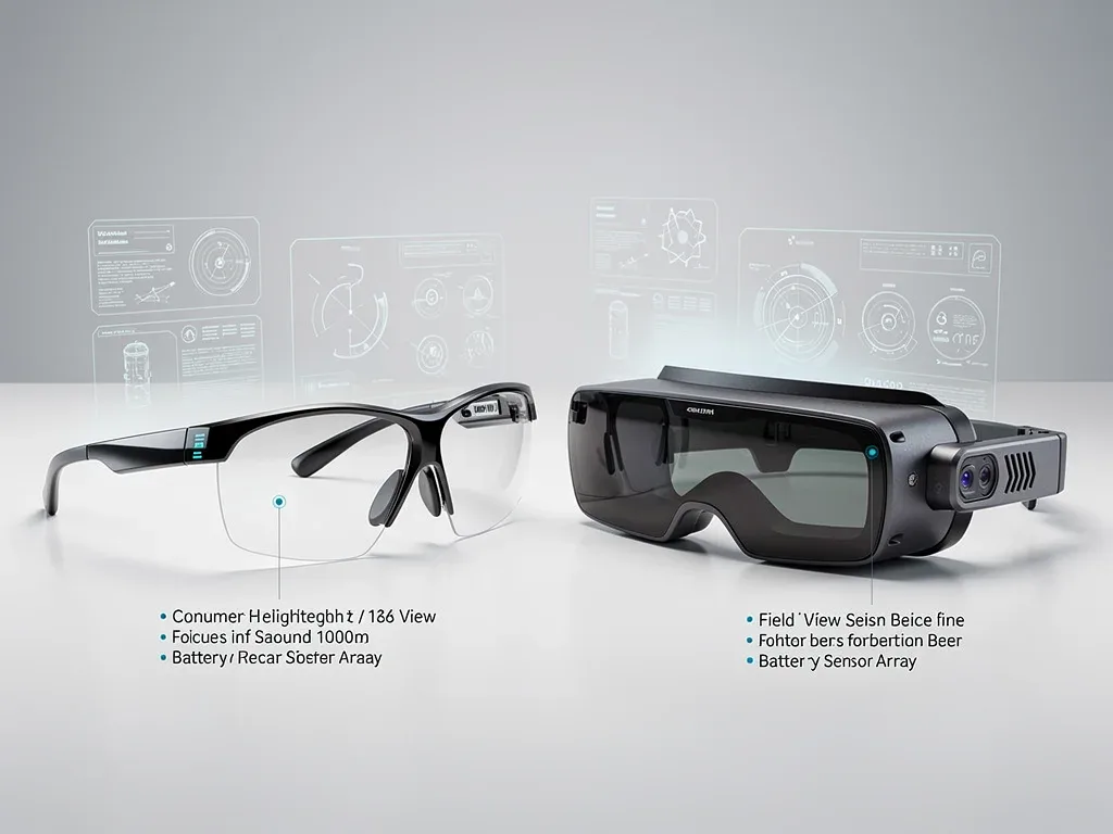 Comparative display of two distinct augmented reality glasses models