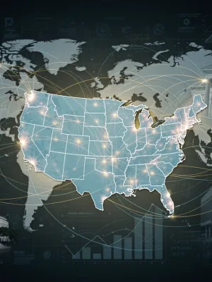Global economic connections from the United States, representing its influence in governance and policy.
