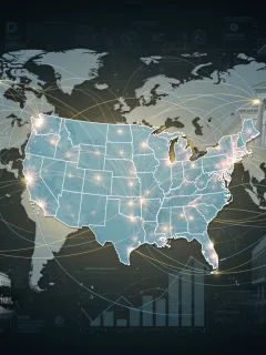 Global economic connections from the United States, representing its influence in governance and policy.