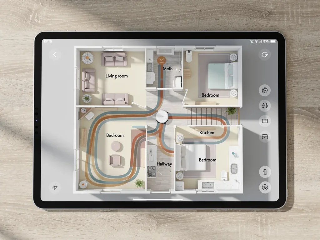 Digital map of robot vacuum navigation in a home