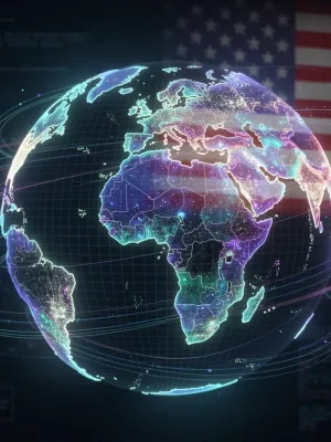 Global digital network highlighting U.S. efforts against disinformation