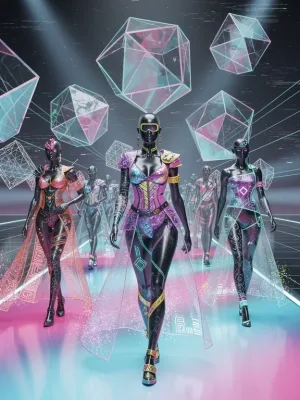 Futuristic virtual apparel fashion show in the metaverse