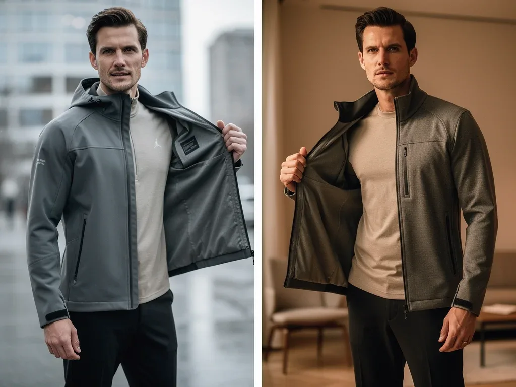 Model transitioning seamlessly with 3-layer method outfit
