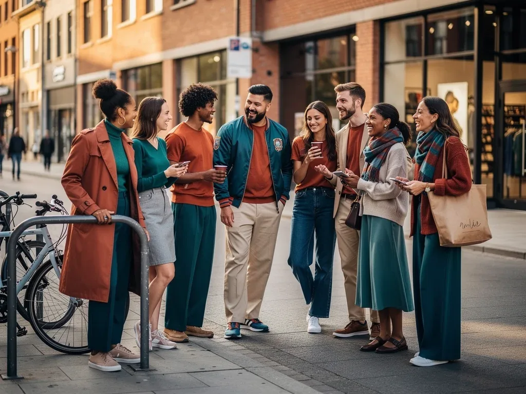 People wearing Earthen Terracotta and Ocean Teal, versatile street style.