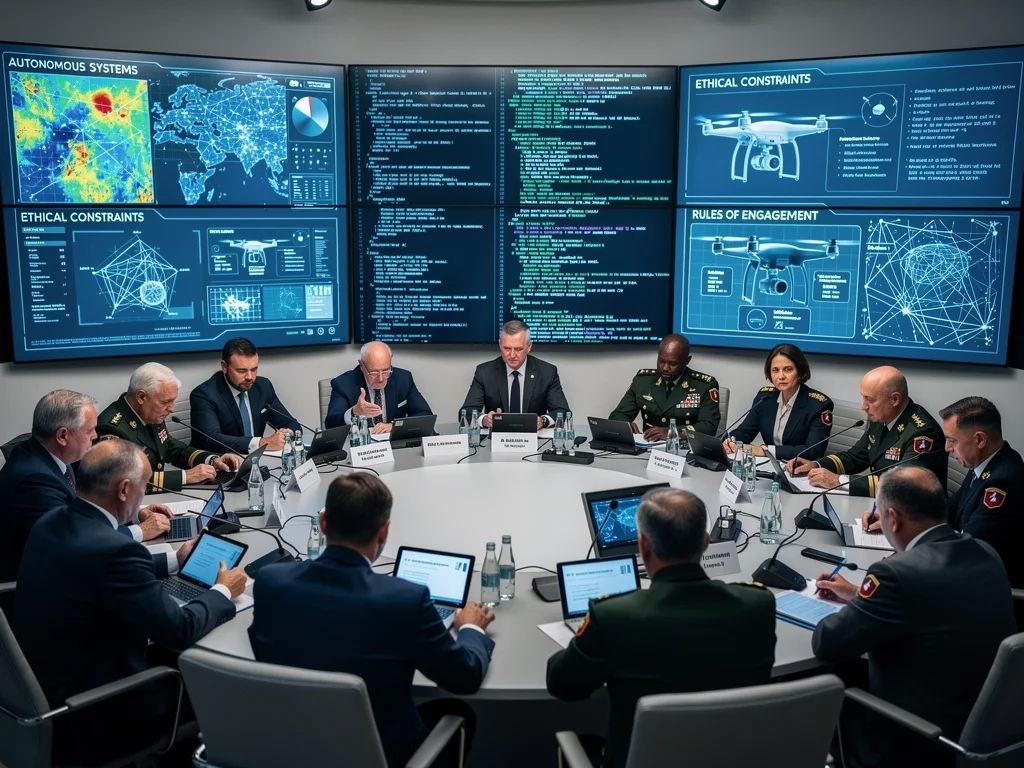 International leaders discussing AI's ethical and diplomatic challenges