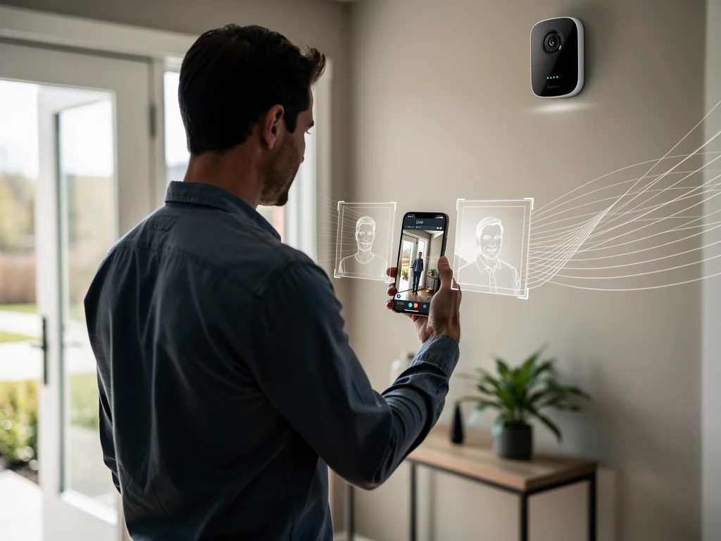 AI-powered smart security camera with facial recognition and mobile integration