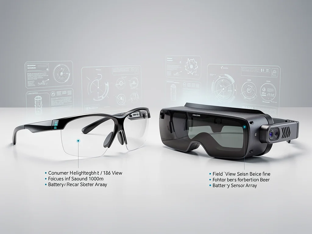 Comparative display of two distinct augmented reality glasses models