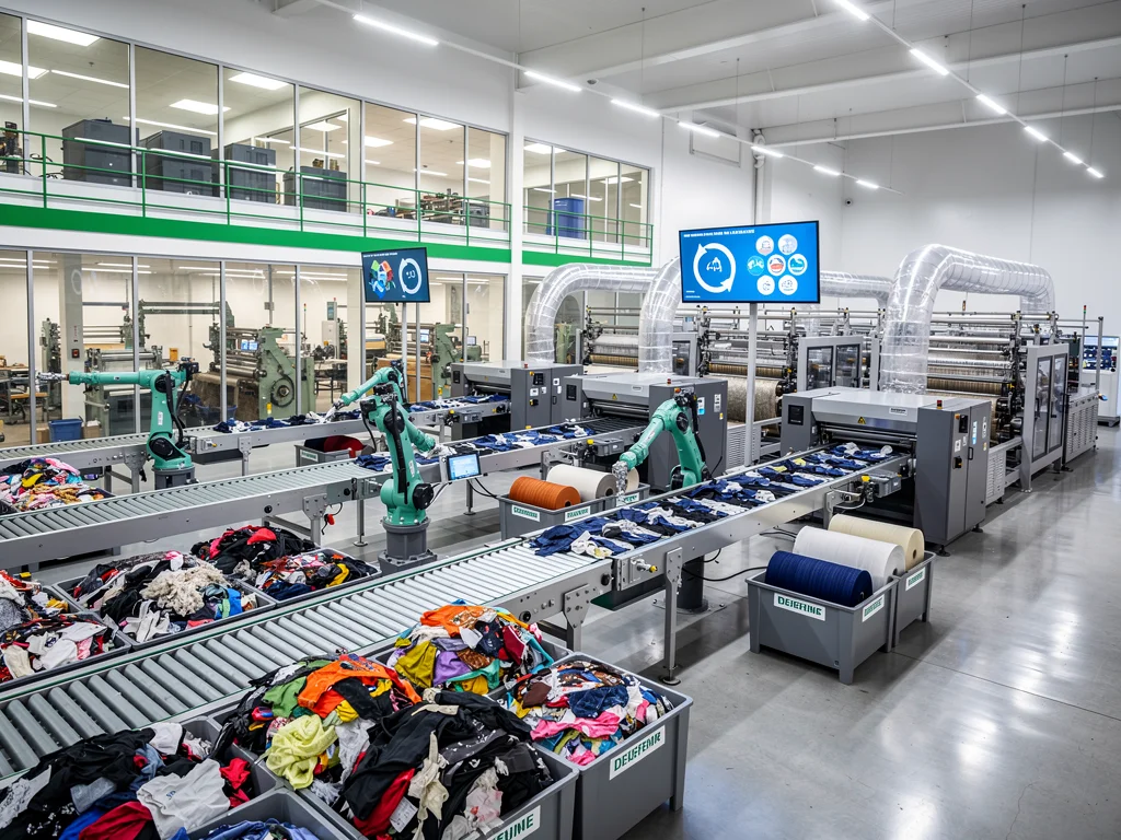 Automated textile recycling machinery in action
