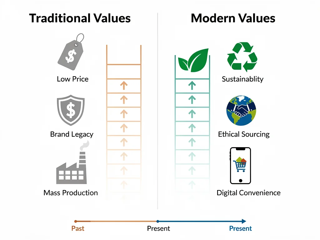 Infographic comparing traditional and modern consumer values