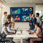 2026 Global Talent Shortage: Strategies for U.S. Companies Diverse professionals collaborating in a modern office, symbolizing global talent