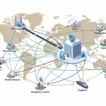 Diversified supply chain network with multiple routes and suppliers, enhancing resilience.