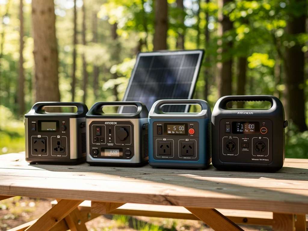 Comparison of different portable power station models in an outdoor setting