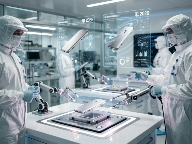 Futuristic lab testing next-gen gadget for US market 2026