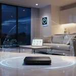 Cybersecurity for Connected Home: Top Routers 2026 U.S. Review Futuristic smart home with secure router protecting connected devices
