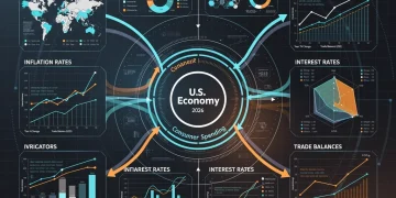 Infographic showing global economic indicators influencing US consumer spending in 2026.