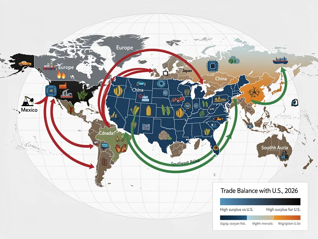 Global trade partners and U.S. trade imbalances map 2026