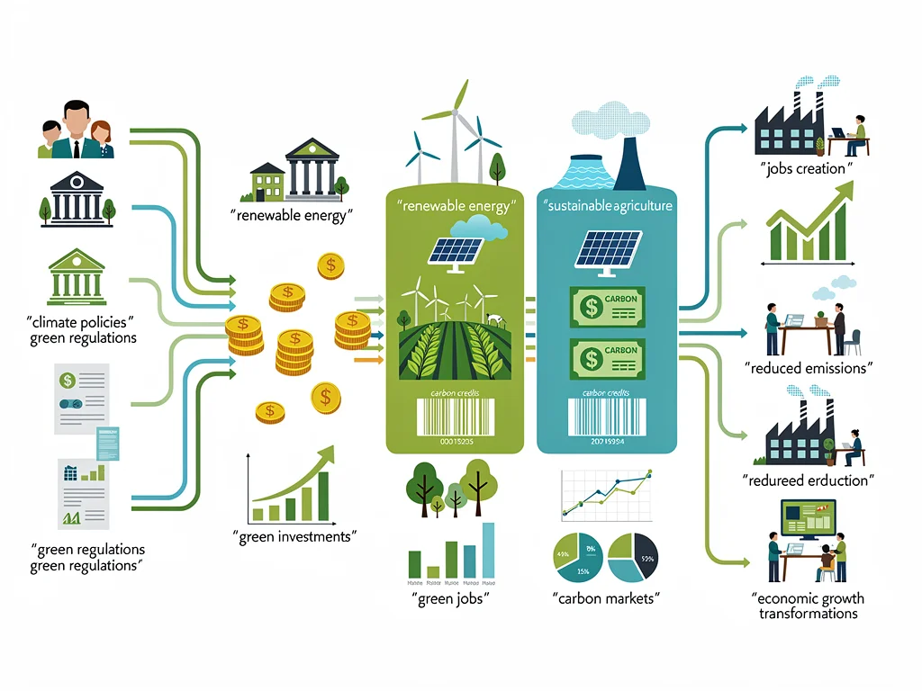 Infographic showing green investments and economic shifts due to climate policies.