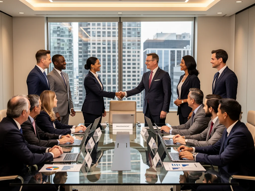 U.S. business leaders negotiating global trade partnerships.