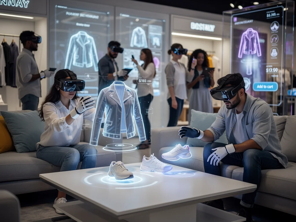 Consumers interacting with virtual clothing in a metaverse store