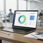 2026 Ultrabooks: Longevity Test for U.S. Professionals Modern ultrabook on a desk showing battery life and durability ratings