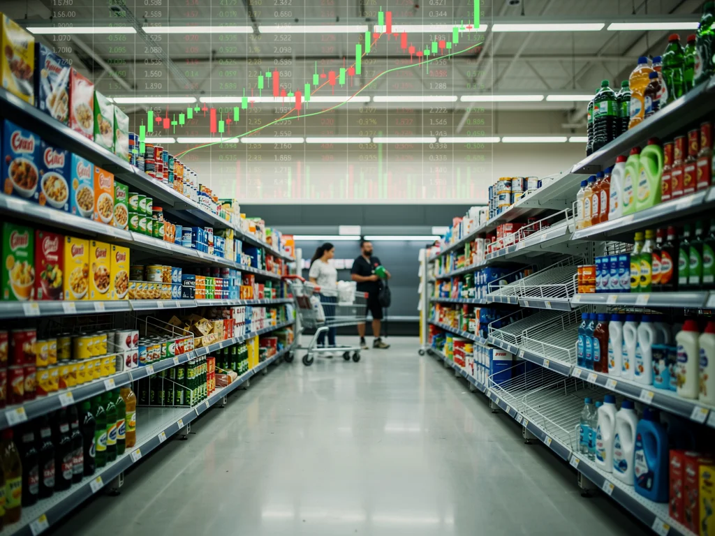 Empty store shelves symbolize product shortages amid economic indicators