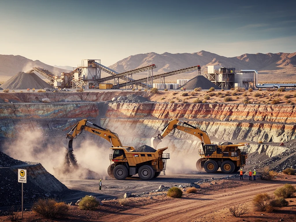 Rare earth mining operation in a desert landscape