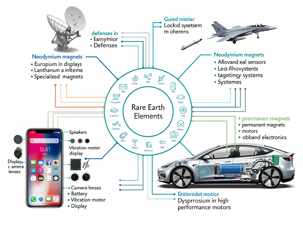 Infographic showing rare earth applications in technology
