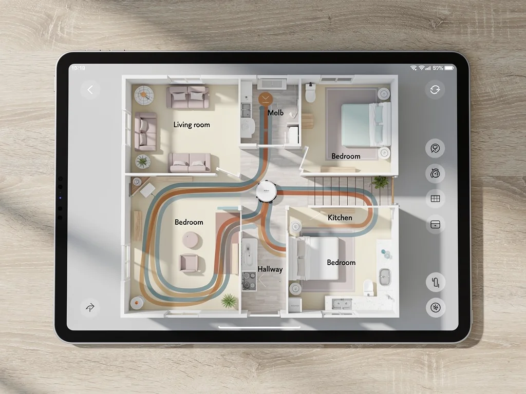 Digital map of robot vacuum navigation in a home