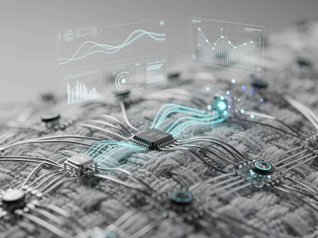 Close-up of smart fabric with embedded health sensors