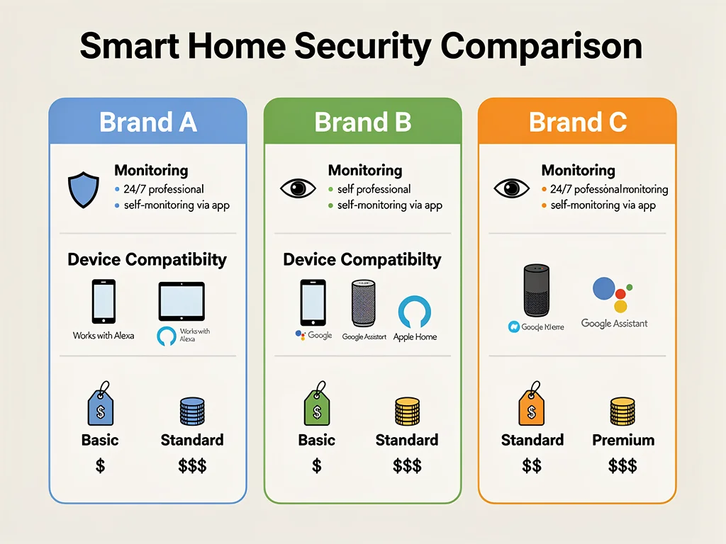 Infographic comparing smart home security features