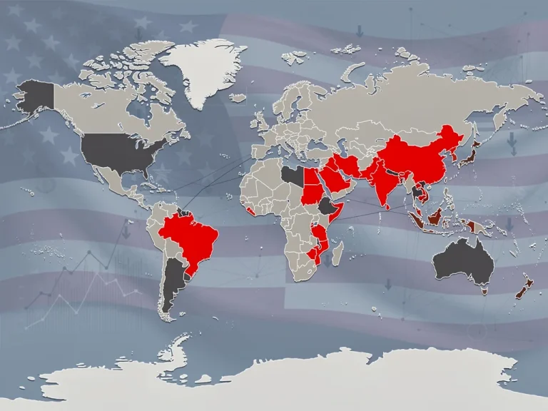Global map showing reduced U.S. foreign aid, symbolizing geopolitical shifts.