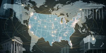 Global economic connections from the United States, representing its influence in governance and policy.