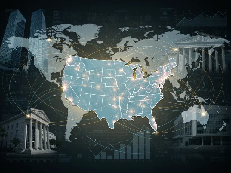 Global economic connections from the United States, representing its influence in governance and policy.