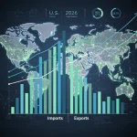 U.S. Trade Deficit 2026: 6-Month Data & Global Impact U.S. trade deficit trends 2026, economic chart with global map